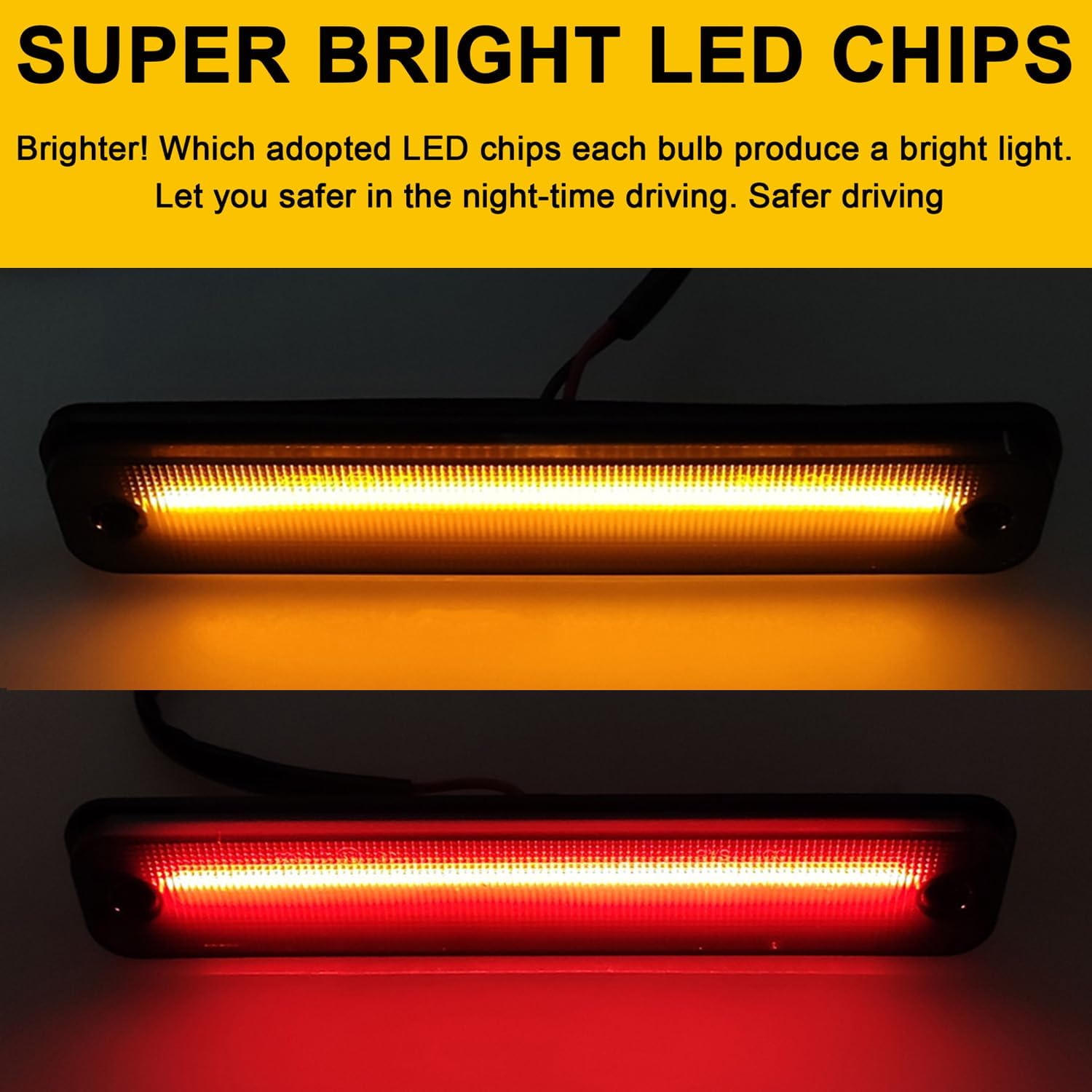 Amazon | GLOFE スモークレンズ アンバー/レッド LED サイドマーカー