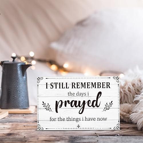Miniatura 2 de Letrero inspirador con texto en inglés "I Still Remember The Days I Prayed", letreros inspiradores para mesa de estar, centros de mesa de madera,