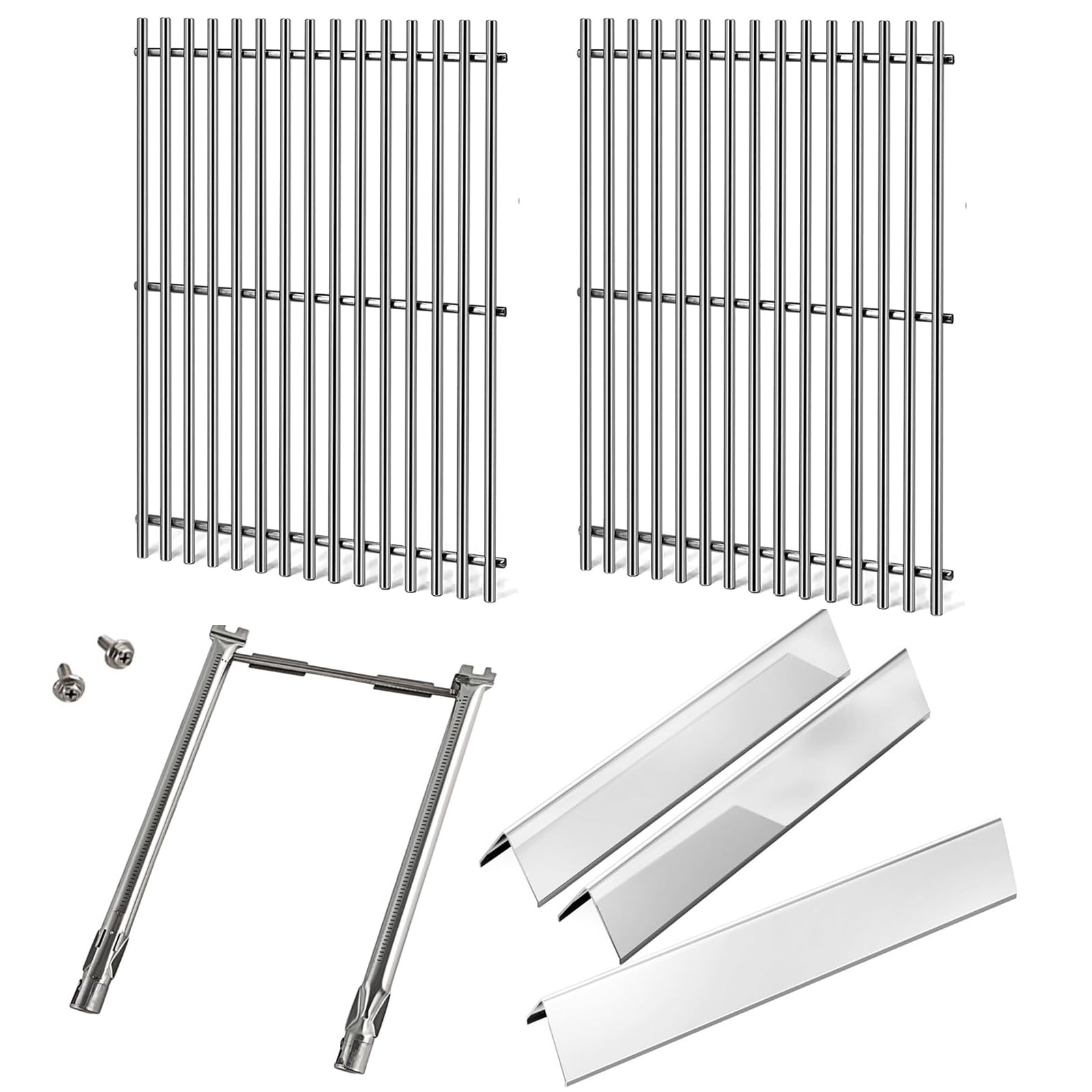 WELL GRILL Części zamienne do grilla ze stali nierdzewnej do grilla gazowego Weber Spirit I & II 200, Spirit E210, S210, E220, S220, S220, 7635 Flavorizer Bars, osłona palnika, palnik 69785 i ruszt do