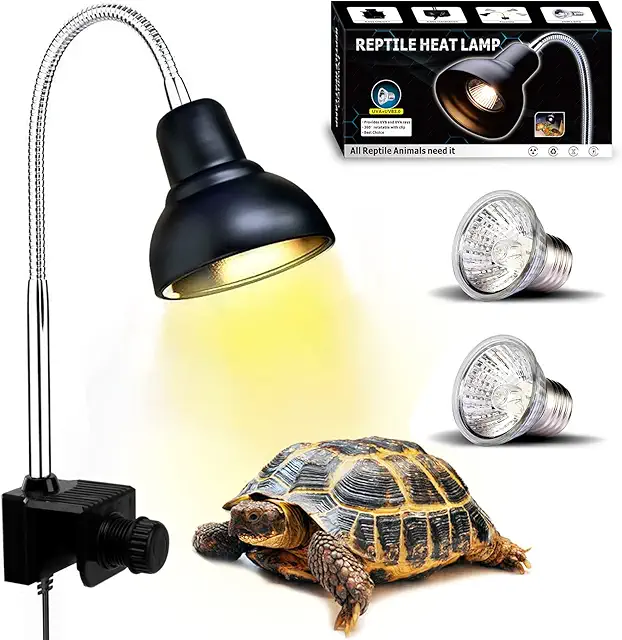 Lampe Chauffante Reptiles et Amphibiens avec 2 Ampoules UVA/UVB et Pince Pivotante