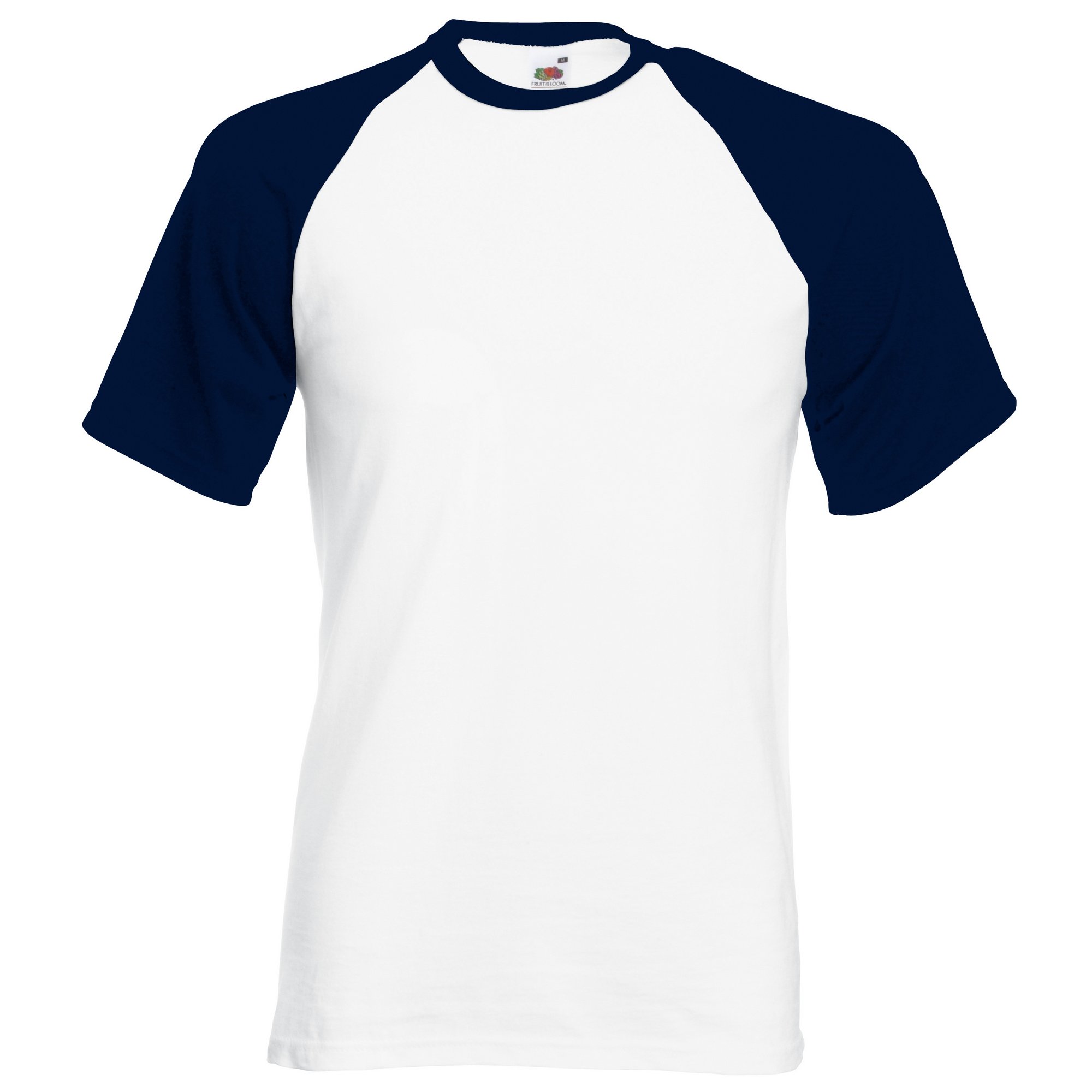Fruit of the Loom Mens Short Sleeve Baseball T-Shirt (3XL) (White/Deep Navy)