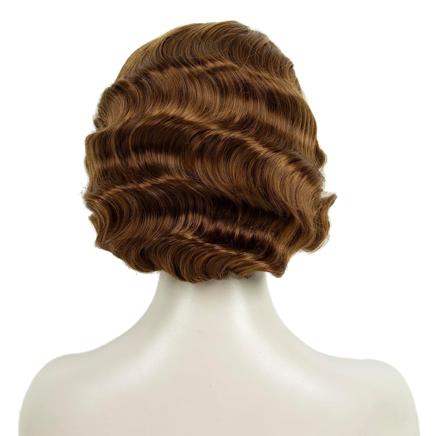 Short Brown 1920s Wig for Women Gatsby roaring 20s Finger Wave Party Synthetic Full Vintage Wigs for Womens Lady Cosplay Costume Fancy Dress 1920 Flapper Wig