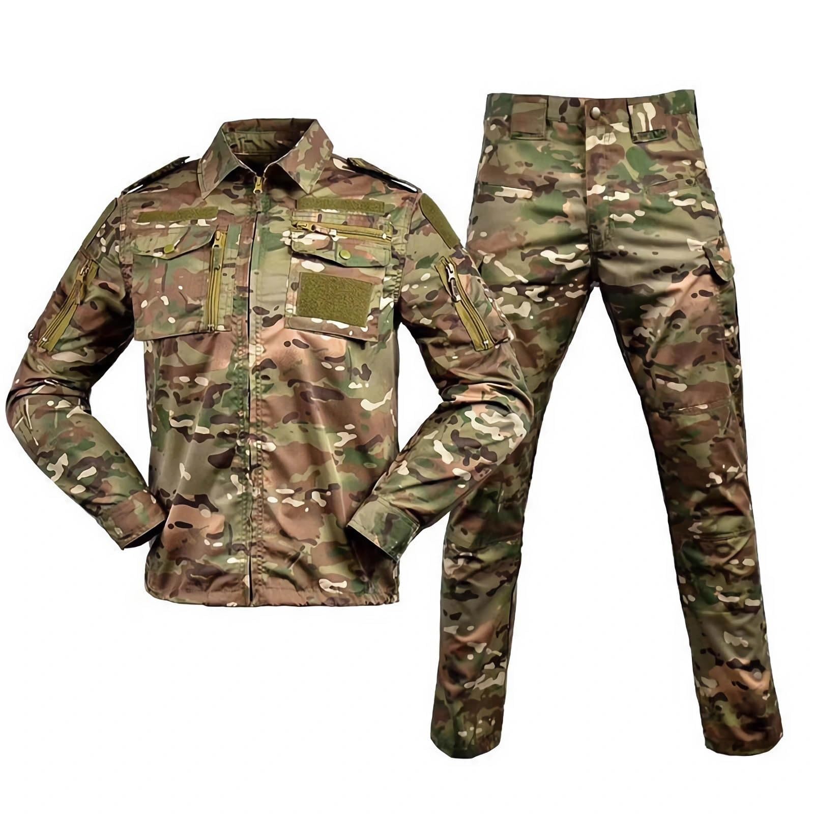 Set di Uniforme Tattica da Uomo: Camicia Traspirante e Pantaloni Cargo | Completo utility coordinato, Tasche multiple per l'organizzazione, Vestibilità confortevole per l'outdoor