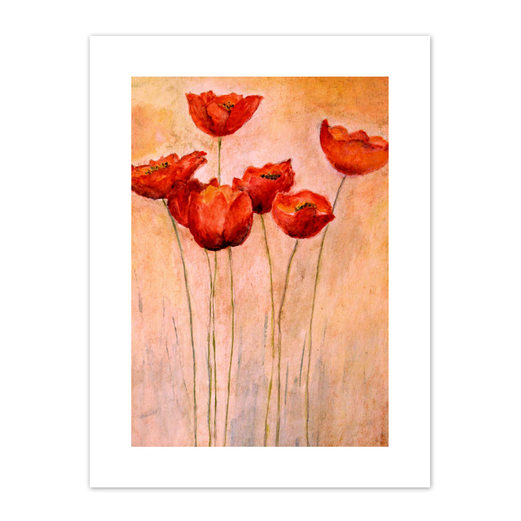 Flower Red Poppies Painting Art Print Canvas Premium Wall Decor Poster