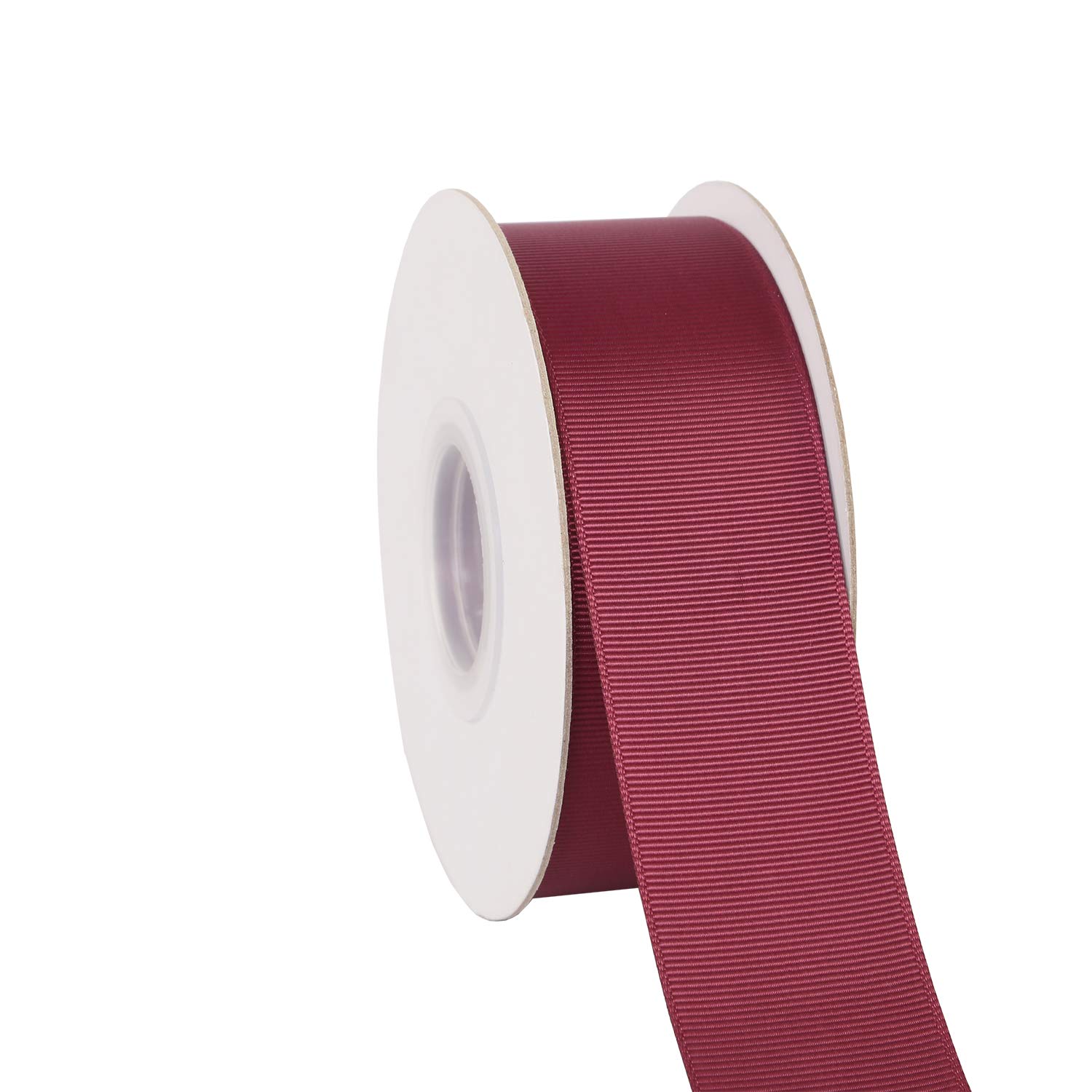 IDECOR 1.5" Wide Solid Grosgrain Ribbon 25 Yards (029-White）, Set for Gift Wrapping, Party Decor, Sewing Applications, Wedding and Craft Burgundy ABCD