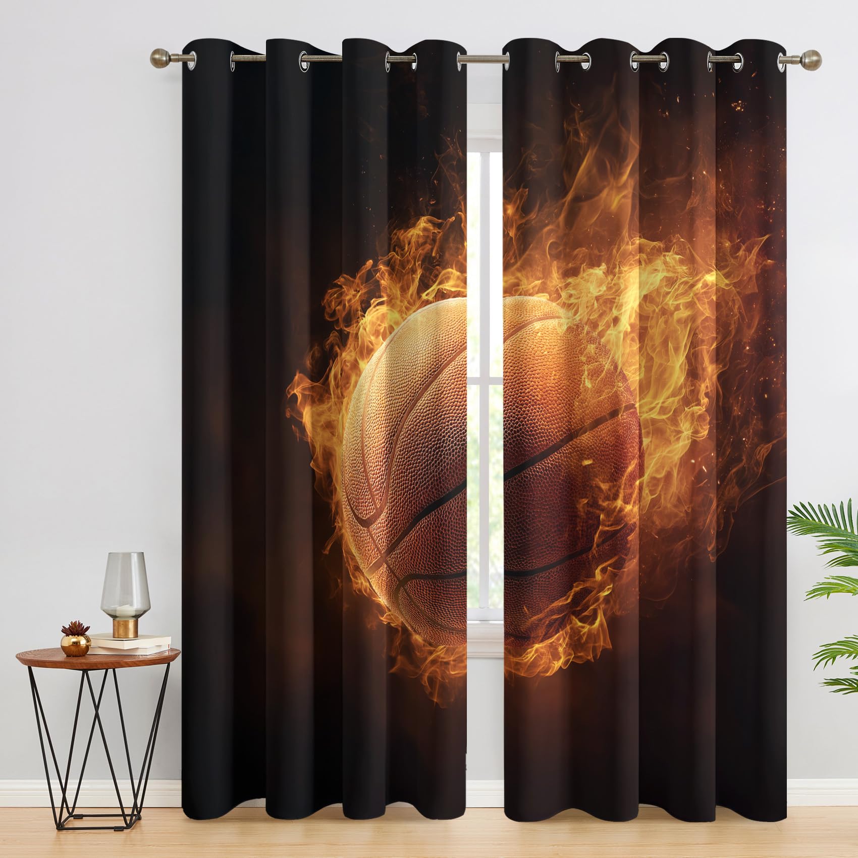 NIYAKA Football Curtain Blackout, Sports Theme Curtains 66x72, Living Room & Bedroom Decor Drapes, Thermal Insulated Eyelet Window Treatments 72 Drop, 2 Panels