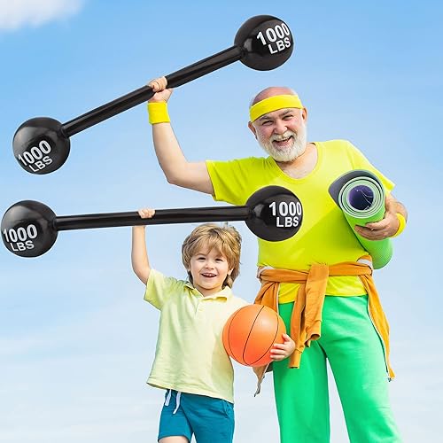 Miniatura 5 de Haconba 8 mancuernas inflables gigantes de 47 pulgadas, accesorios para Halloween, cosplay, carnaval, piscina, fiesta, decoración, circo, fotomatón,