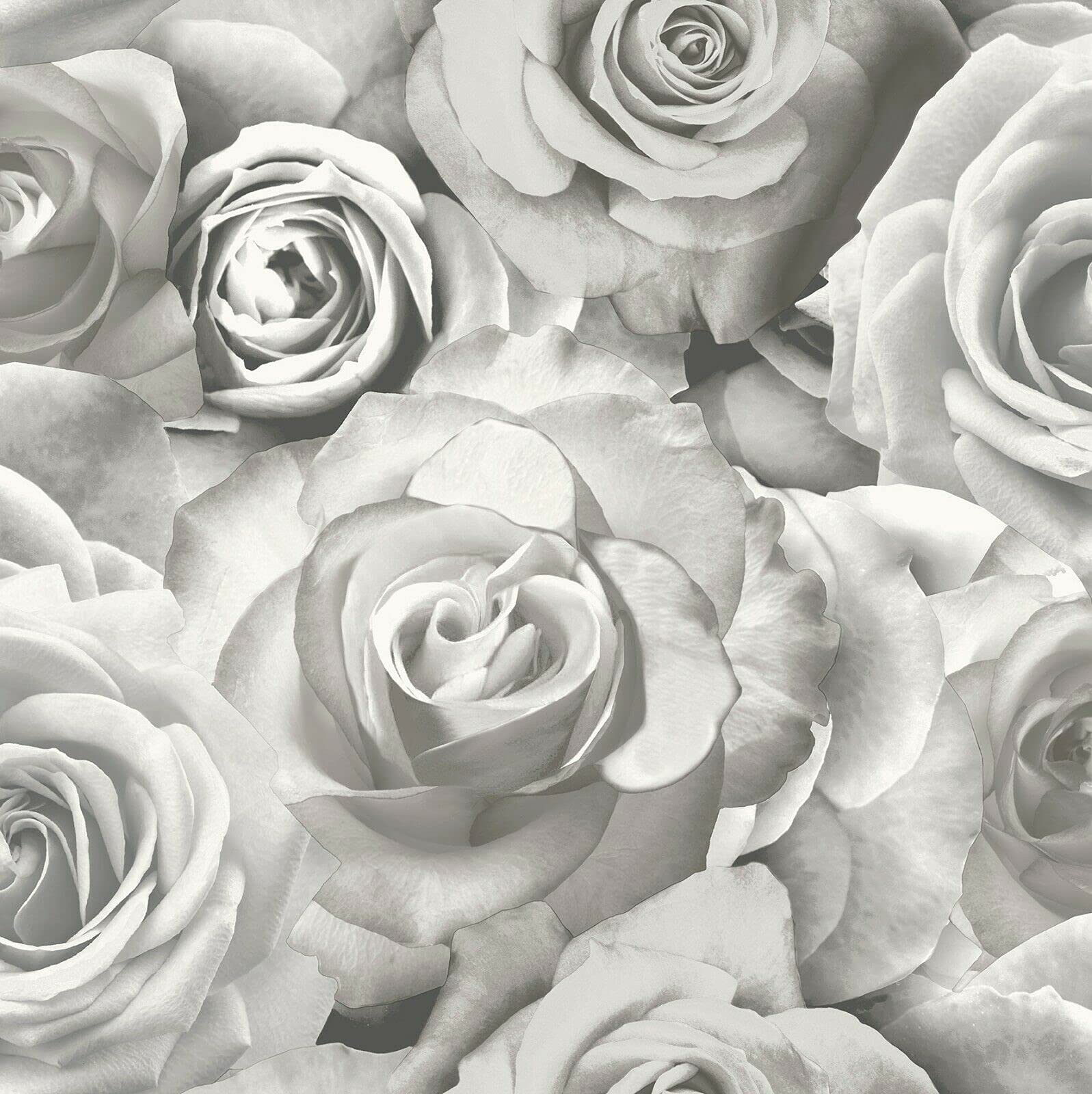 Exclusive Glamour Wallpaper Floral Flower Rose Pink Grey Lilac Blush Silver Soft Light 3D (Grey AL1002)