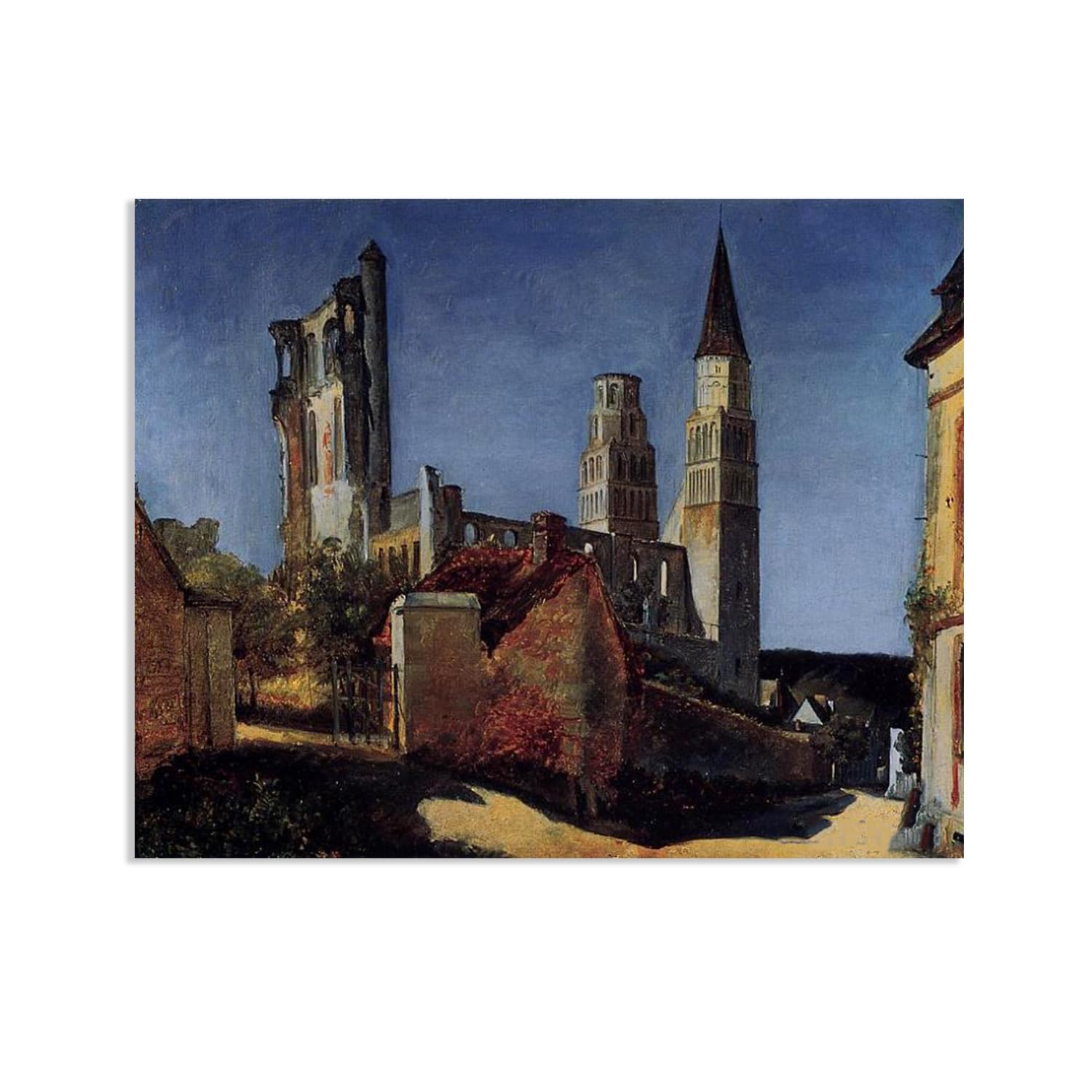 Hau3sh3a Jean Baptiste Camille Corot Wall Art Jumieges Famous Nature Painting Print Giclee Canvas Wall Decor for Living Room Bedroom Office Home Decor90x70cm(35x28in) Frameless