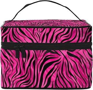 Bolsa de maquillaje con estampado de cebra ro...