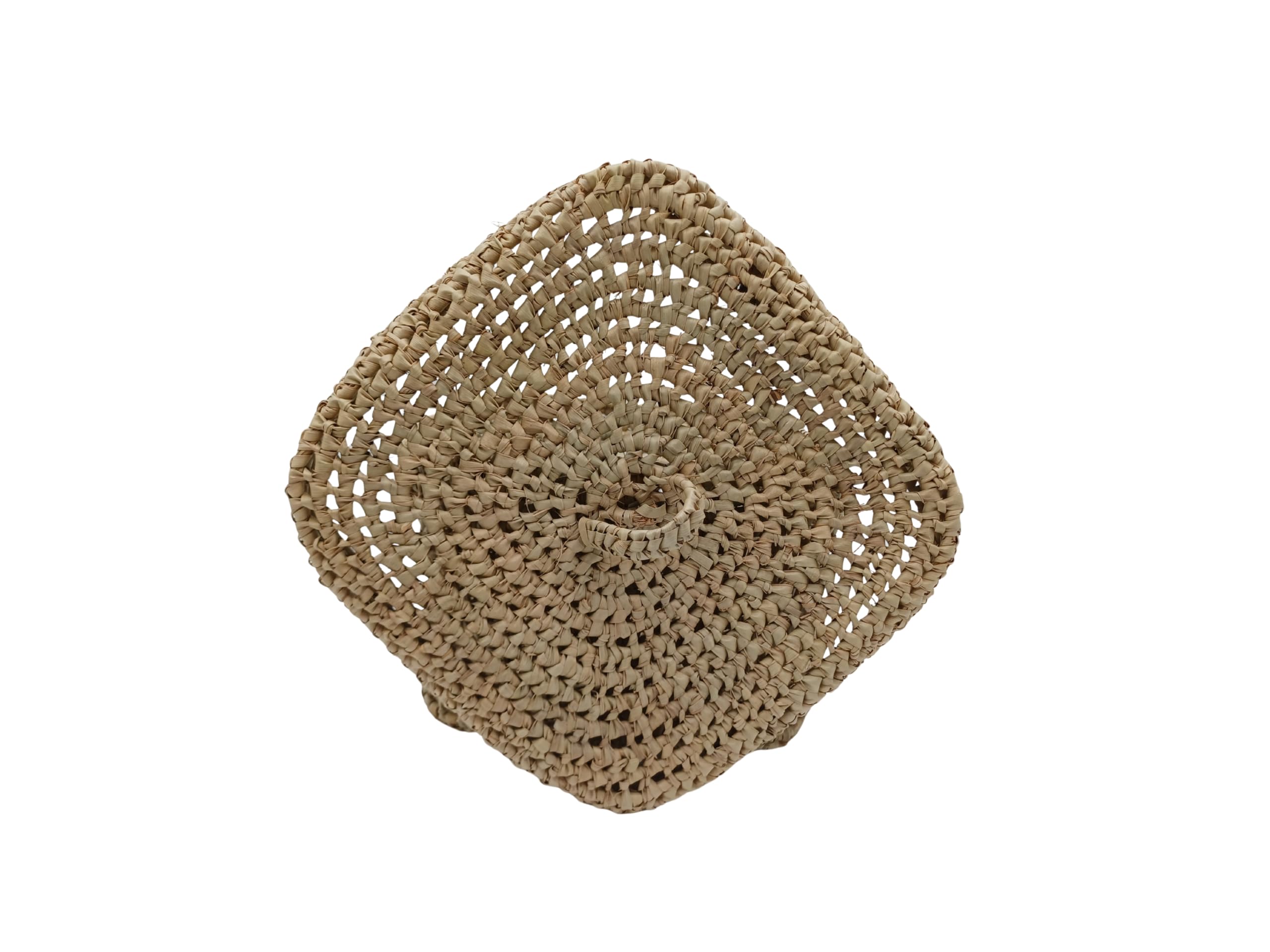 Cesta Cuadrada de Almacenamiento Marroquí, Fibras Naturales, con Tapa Tejida, Beige (Mediano)