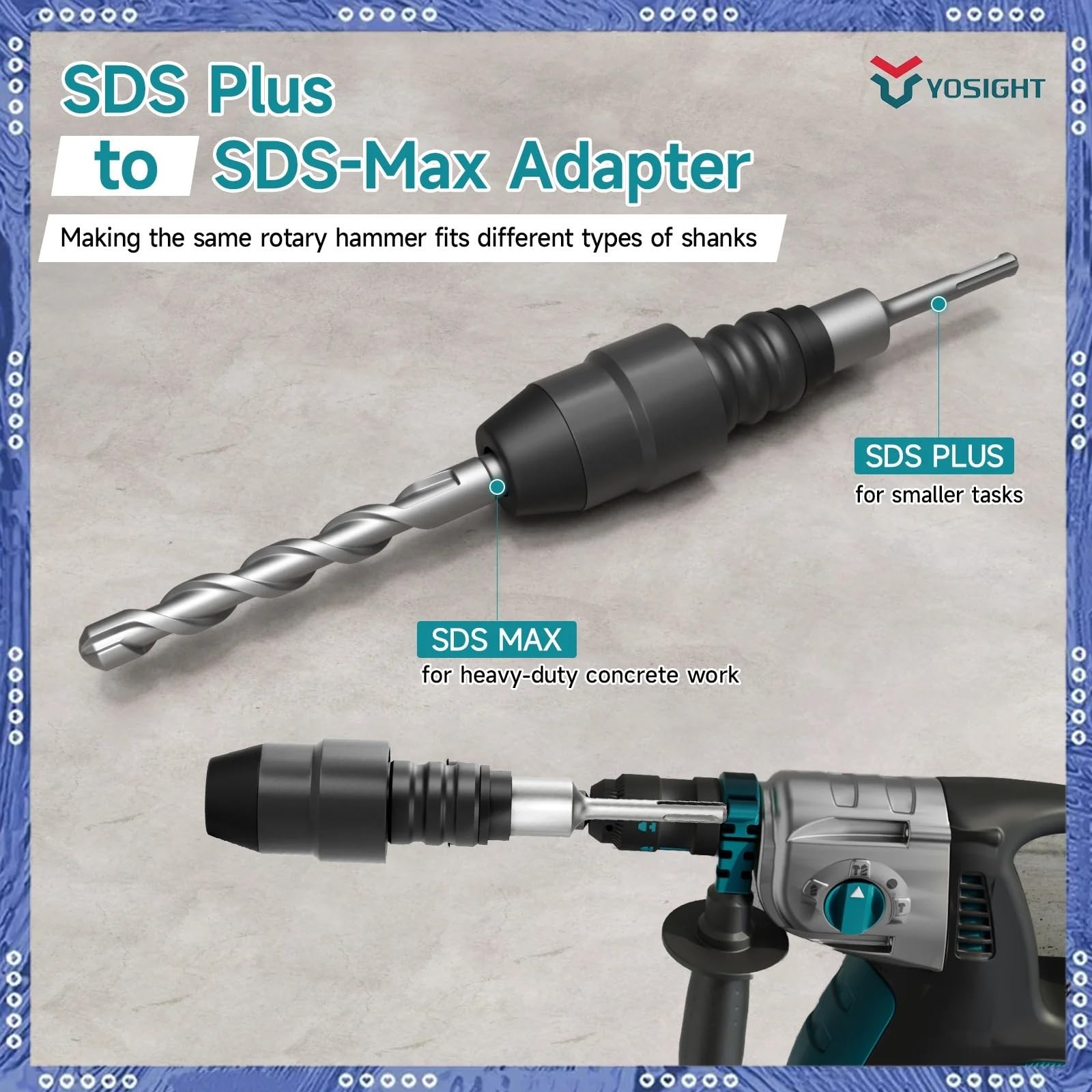 1Pc SDS Plus To SDS Max Adapter For Rotary Hammer Drill Converter 210mm Tools Accessory Impact Drill Socket Adapter