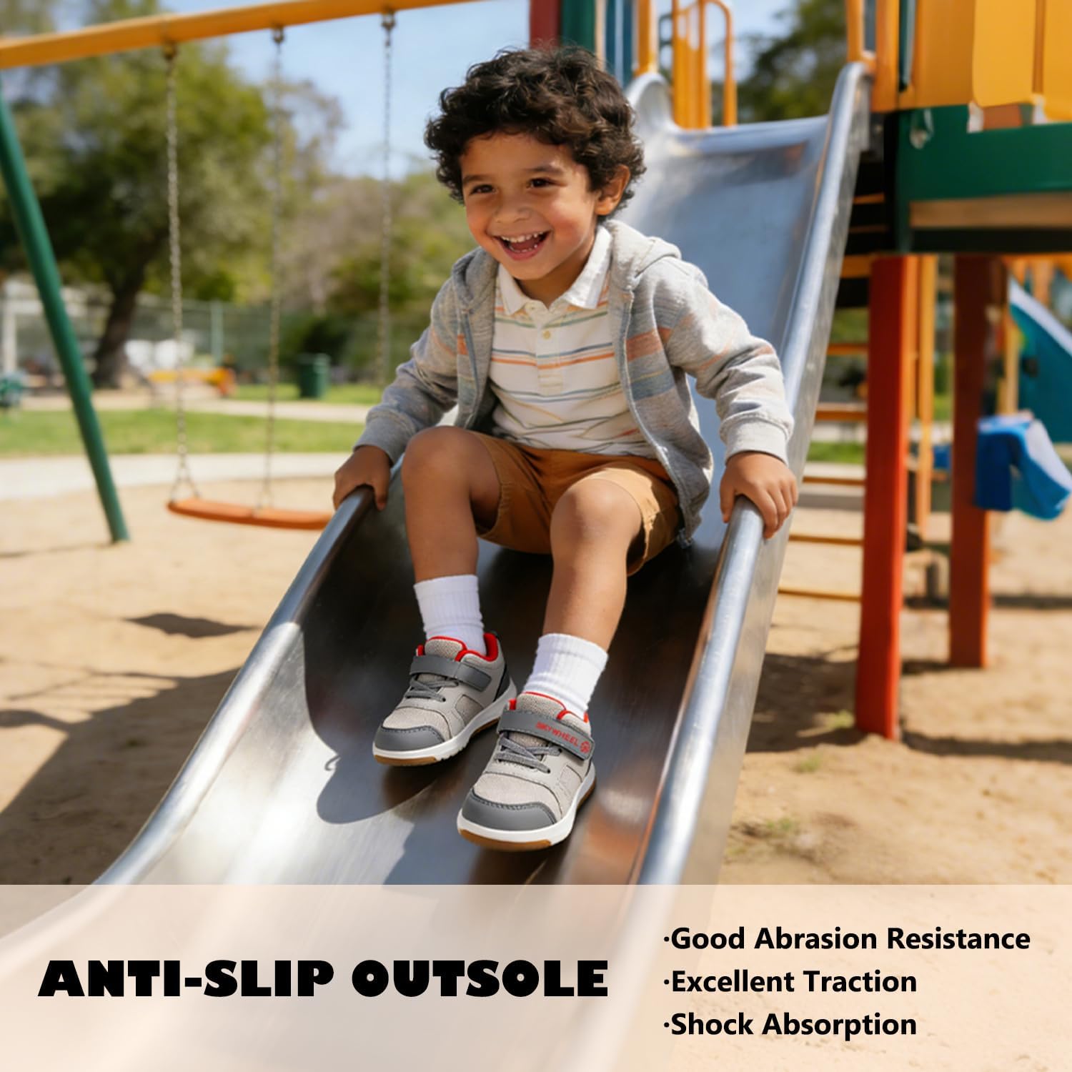 SKYWHEEL Toddler Boy Shoes Casual Sneakers for Everyday Wear with Hook and Loop Ankle Support Anti-Slip Breathable Mesh Upper Comfort Soft Sole Lightweight - Image 2