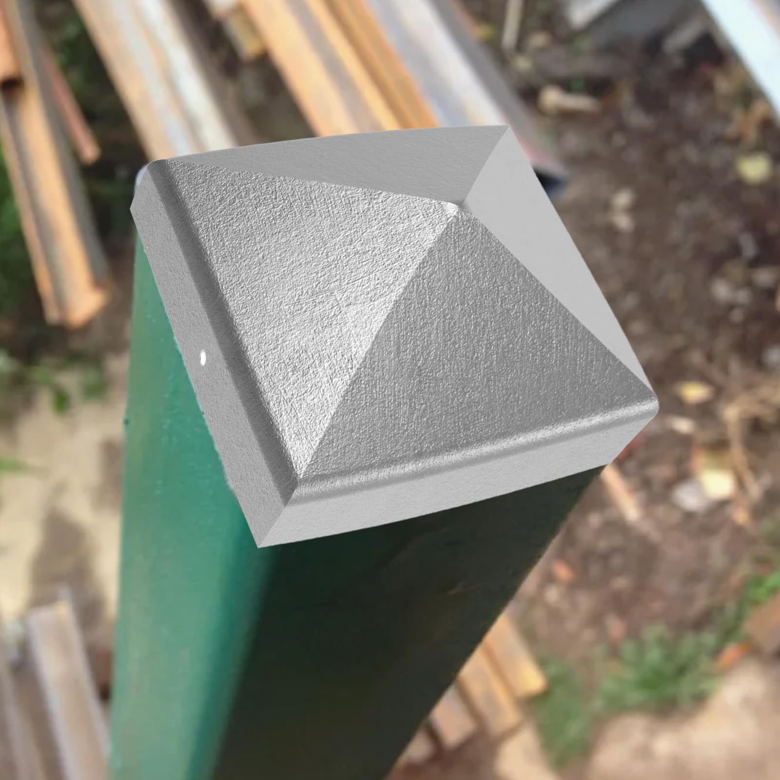 10 Chapeaux Poteau 9x9 cm, Acier Galvanisé Antirouille Pyramide