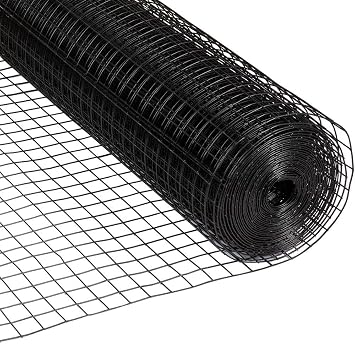 Fencer Wire 16 Gauge أسود مطلي بالفينيل شبكة ملحومة مقاس 1.5 بوصة &times; 1.5 بوصة 2 قدم &times; 50 قدمًا.