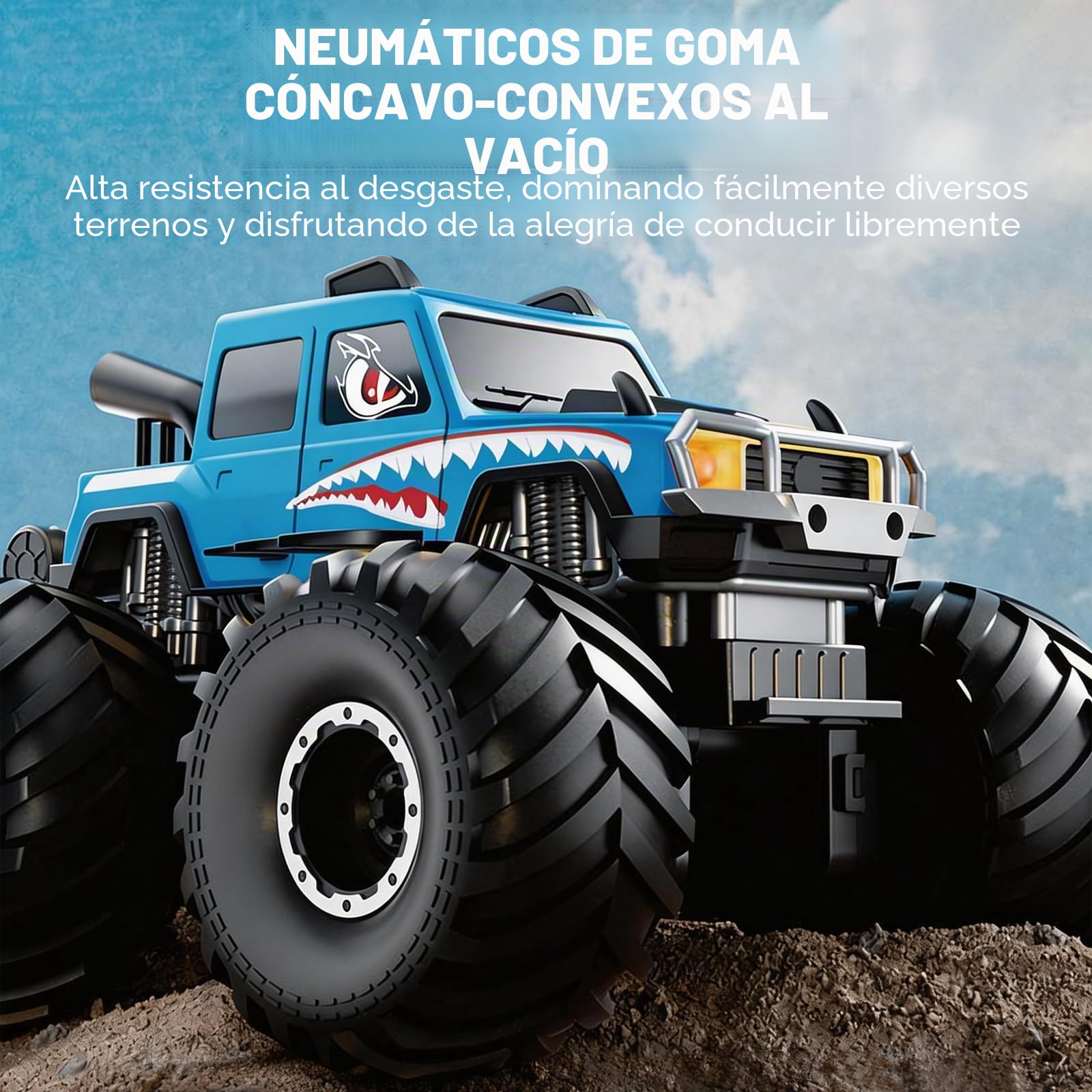 Coche Teledirigido Anfibio para Niños, 2.4GHz 4WD 360° Rotación Impermeable Monster Truck, Todo Terreno Off Road RC Coche
