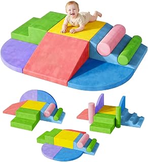 Teckid 8-Piece Soft Foam Climbing Blocks Soft Play Set for Toddlers 1-3