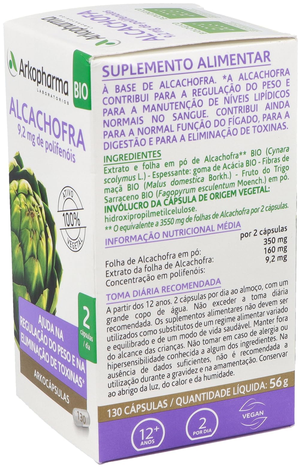 Arkopharma ALCACHOFA 130 Arkocapsulas. BIO--65 dias