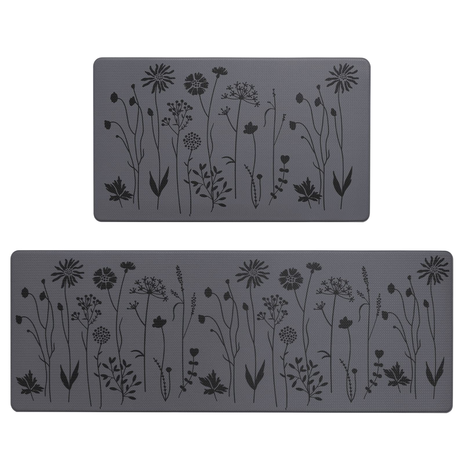 RLAVBL 2 Piezas de Alfombra Lavable y Antideslizante para Cocina, Entrada y Pasillo (Negro Grisáceo,120x44cm+75x44cm)