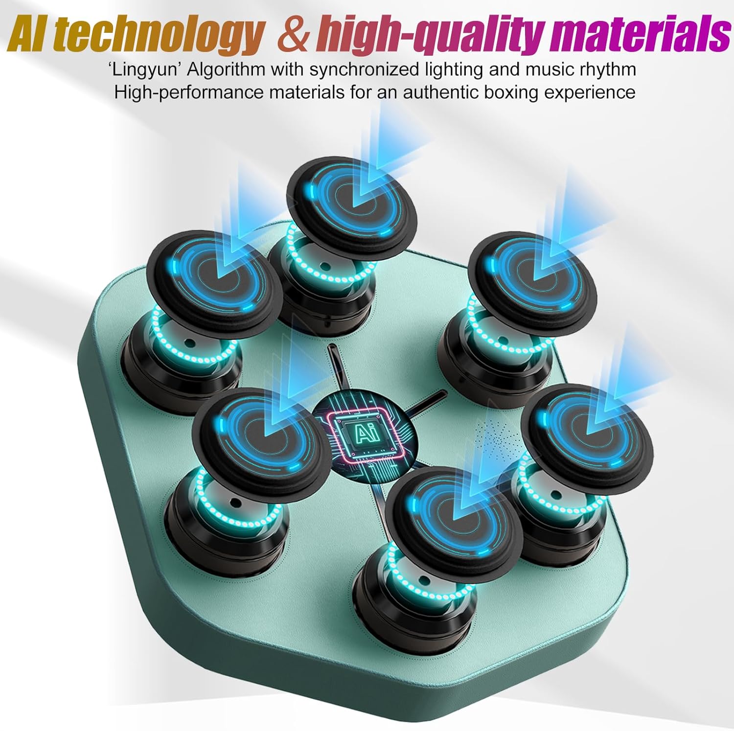 Music Boxing Machine L1, Smart Punching Machine with Beat-Synced & Custom Lights | APP Control | Supports Phone, Speaker & Headphone Playback | Wall-Mounted Trainer for Home Gym Workout (Light Blue)