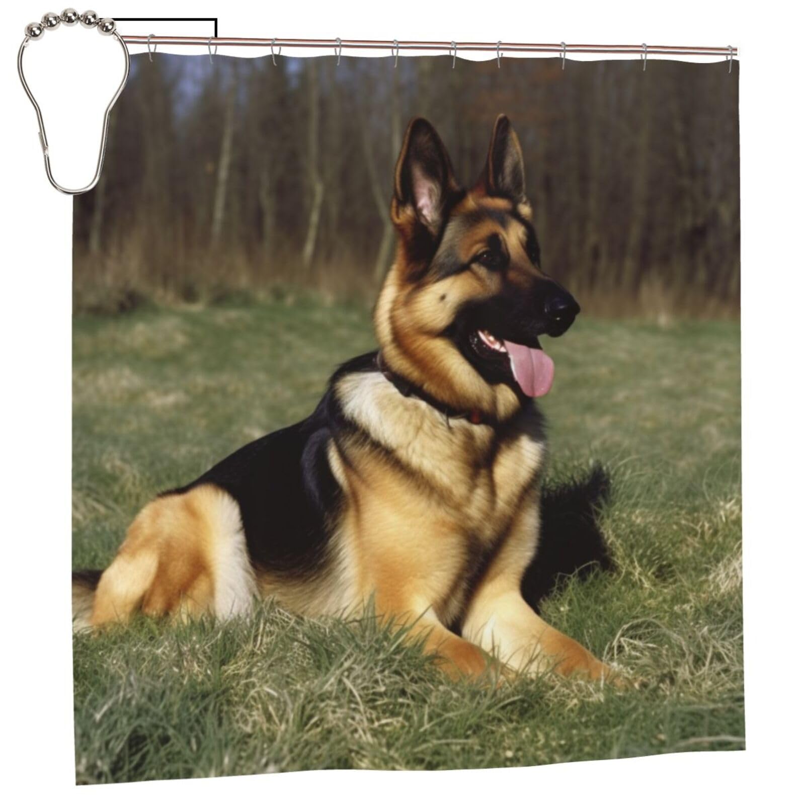 FodPand German Shepherd Dog Shower Curtain 70"x70" Waterproof Long Bathroom Curtain Heavy Duty Thick Cloth Bath Curtain Set with Hooks, Modern Abstract Art Pattern Bathroom Shower Curtains
