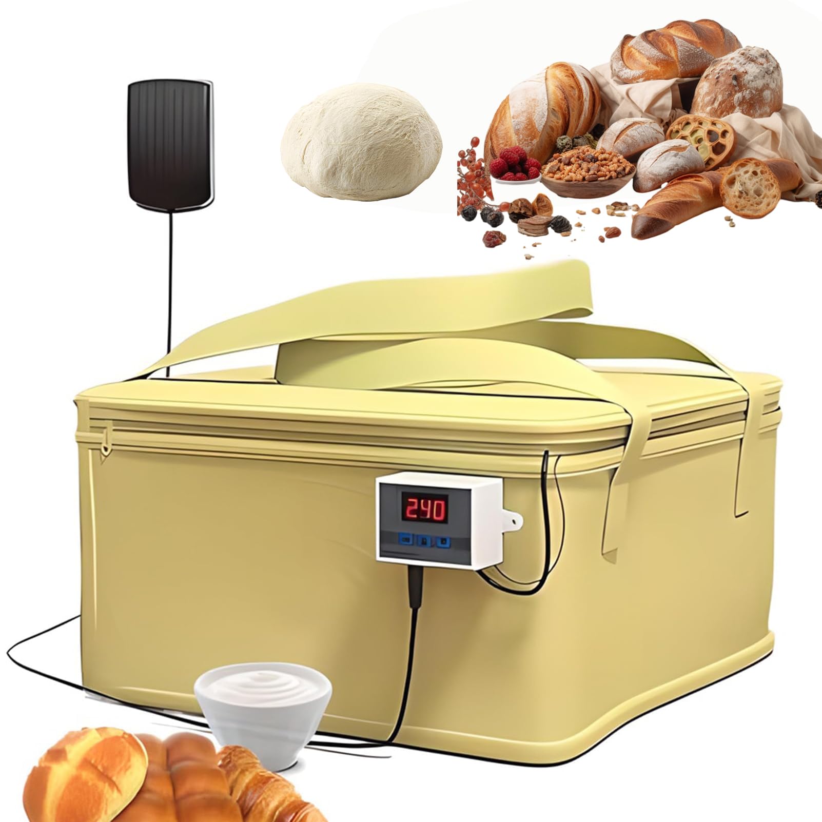Kit de préparation de pâte à pain électrique pour levain, pizza et yaourt avec minuterie