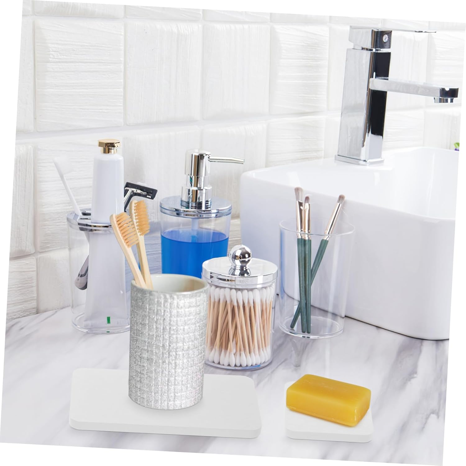 Zerodeko 4pcs Earth Absorbent for Bathroom Kitchen Water-Absorbing Soap Dish Toothbrush Cup Pads Mat