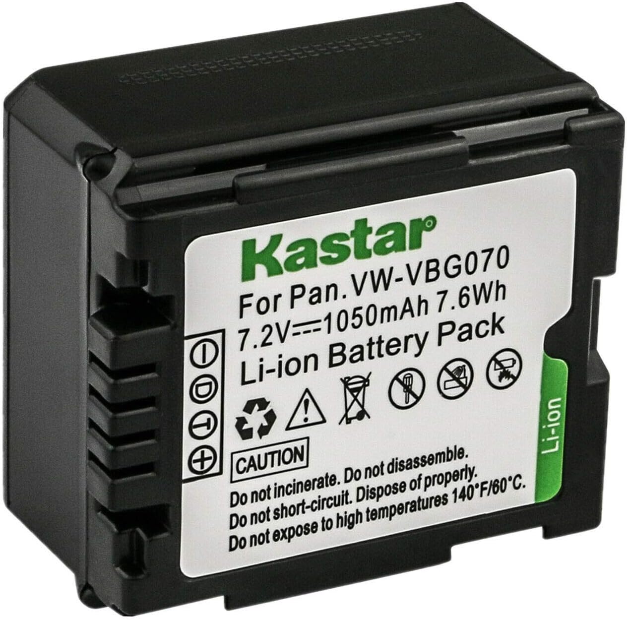 Kastar 1-Pack Battery Replacement for Panasonic VW-VBG070 VW-VBG070A VW-VBG070-K VW-VBG070PPK VW-VBG130 VW-VBG130-K VW-VBG130PPK VW-VBG260 VW-VBG260-K VW-VBG260PPK DMW-BLA13 DMW-BLA13A DMW-BLA13AE