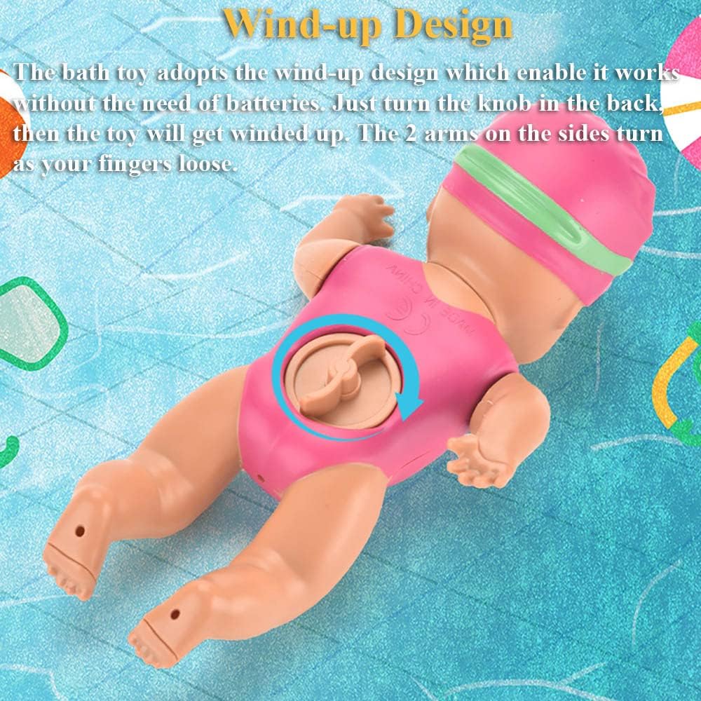 Swimming Doll, Windup 6 Inch Girl Bath Toy - Backstroke & Freestyle Swim Toy