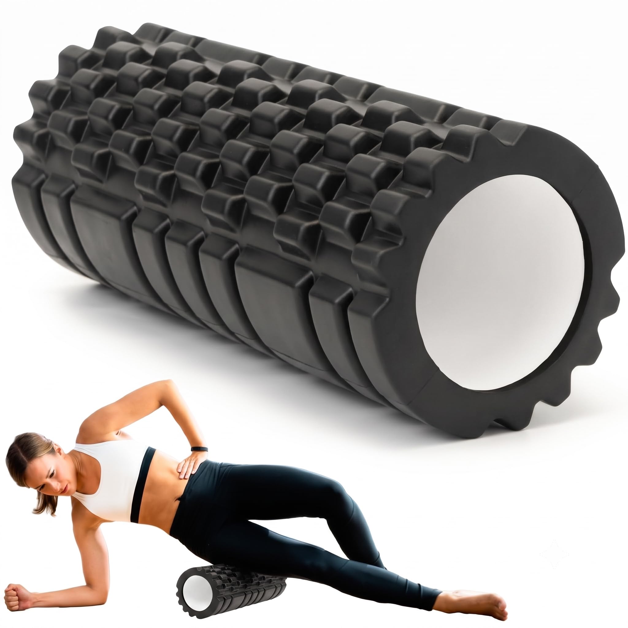Deep Tissue Massage Foam Roller for Back, Hip, Leg & Calf Relief | High-density EVA foam roller for deep tissue massage, muscle recovery, flexibility, back, hip, leg, calf and shoulder relief.-image-7