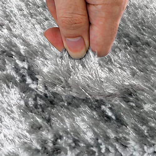 Miniatura 6 de Elly Décor Alfombra suave hecha a mano, para sala de estar, comedor, dormitorio, rectangular, luna, gris, 2 x 3 pies, Shagg gr