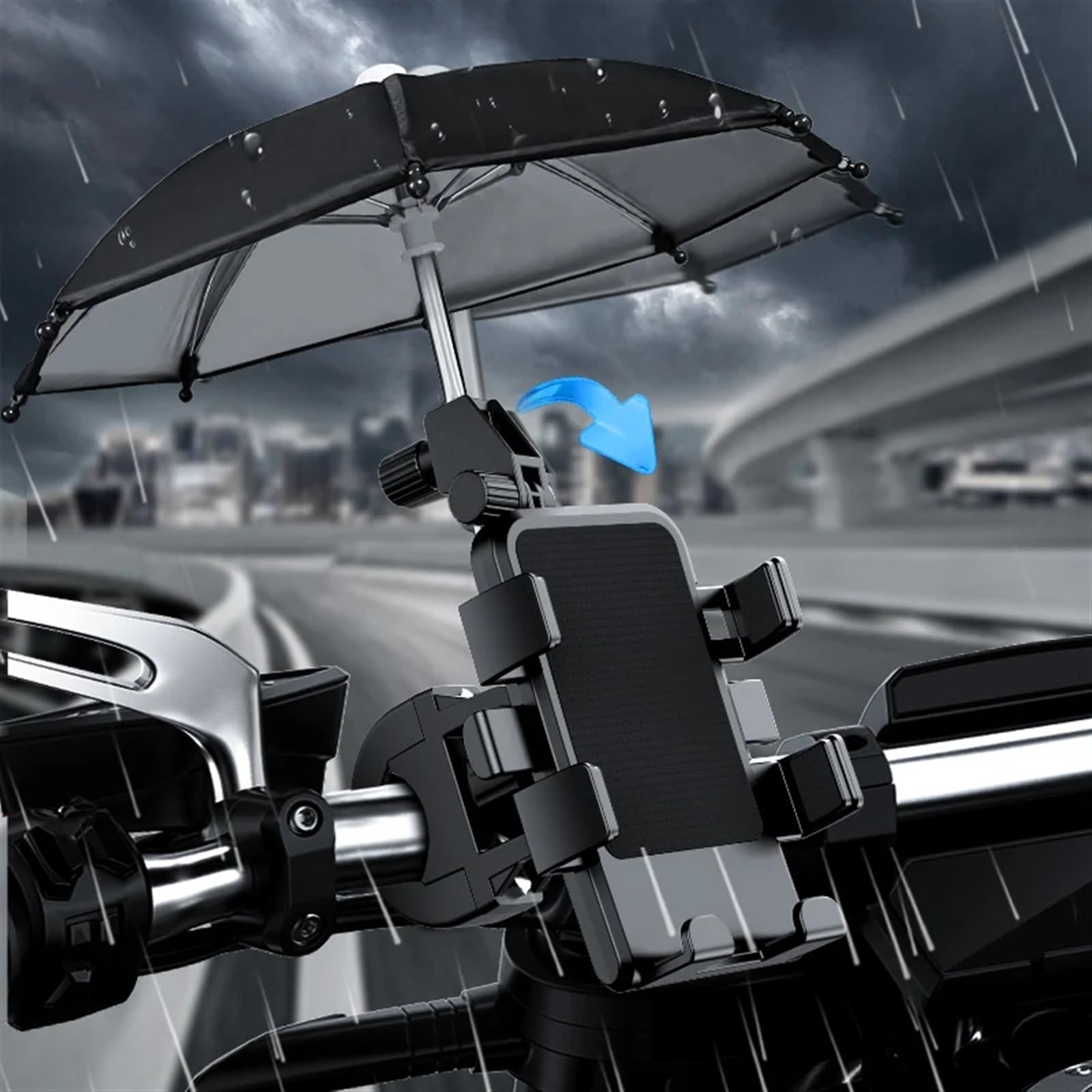 Support Telephone Velo Support Téléphone Moto Parapluie Imperméable Pare-Soleil Vélo Scooter D'extérieur Clip Téléphone Support Guidon Telephone Moto Rotation(D)