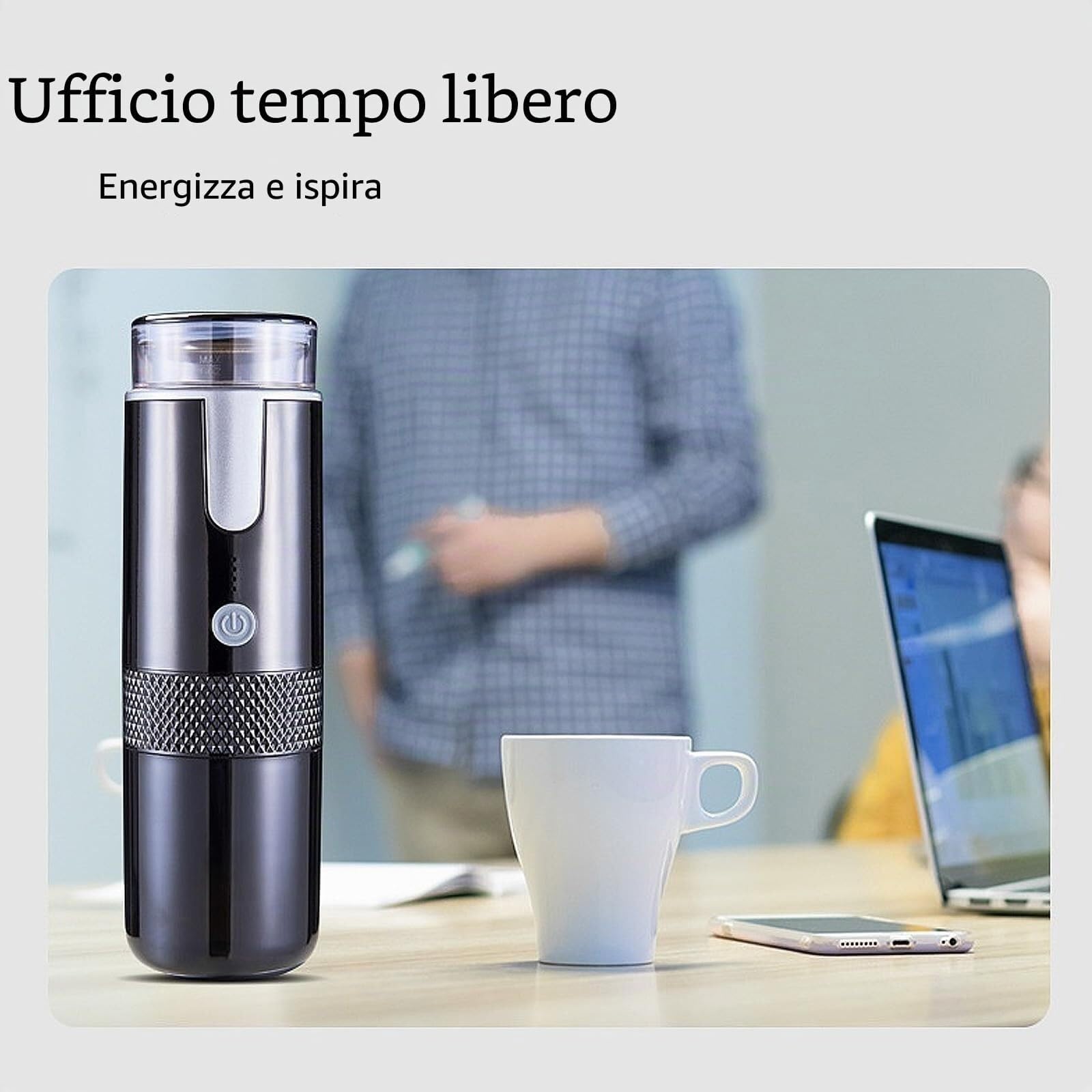 Macchina per caffè espresso portatile per macchina per caffè a cialde Ricarica USB Adatta per campeggio all'aperto Auto Casa Espresso elettrico ad alta pressione Portatile ricaricabile