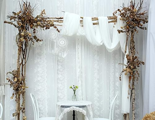 Miniatura 2 de SHERWAY Camino de mesa de boda de gasa blanca de 27 x 216 pulgadas, extra largo de 18 pies, mantel blanco para mesa, decoración rústica de boda,