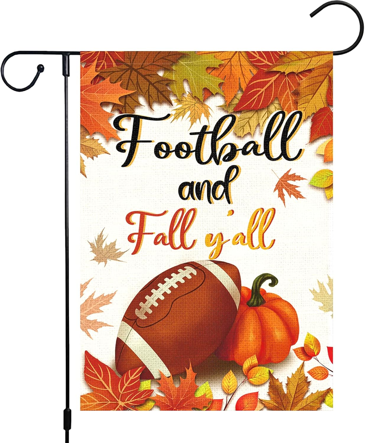 WODISON Football and Fall Y'all Garden Flag Autumn Pumpkin