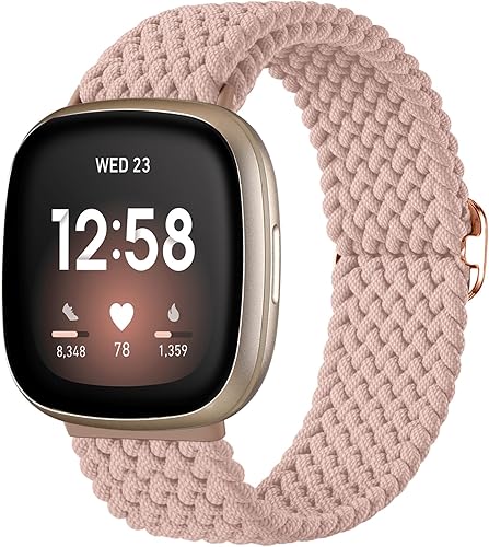 Vista 59 de Maledan Banda elástica trenzada compatible con Fitbit Sense/Versa 3/4 y Sense 2, correa elástica suave para reloj inteligente, accesorio