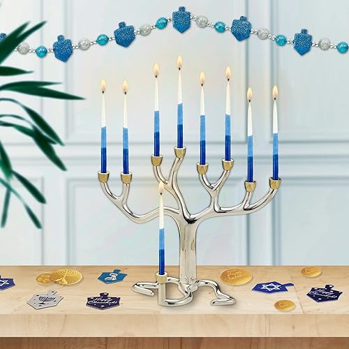 Vista 32 de Velas para Jánuca de Rite-Lite Judaica Hechas a mano, de color azul y blanco. Caja de 45 unidades. Azul y Blanco,Blanco,azul/blanco,Splash