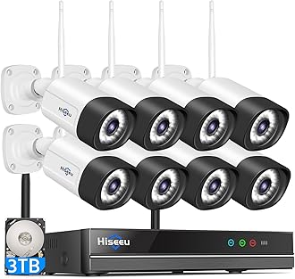 3MP Wireless Security Camera System with 12 Outdoor Cameras, 16CH WiFi NVR, Color Night Vision, Spotlight & Siren, 2-Way Audio, 3TB Hard Drive, 24/7 Recording, Home Surveillance Kit