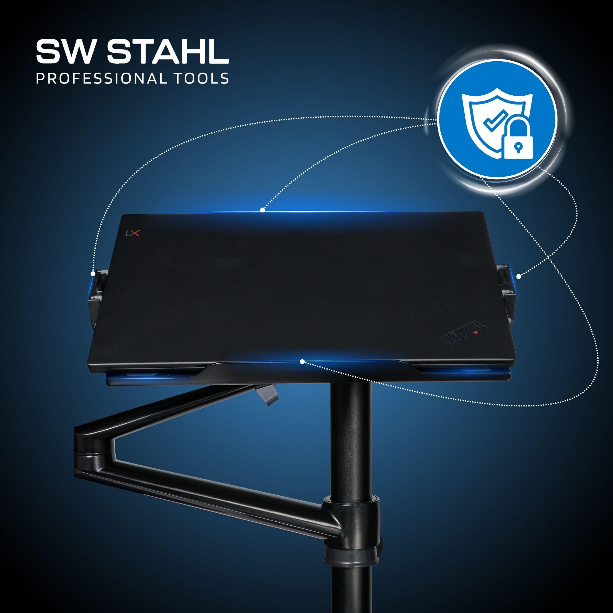 SW-Stahl 07124L Laptop Halter für Werkstattwagen - Tabletständer Schwarz