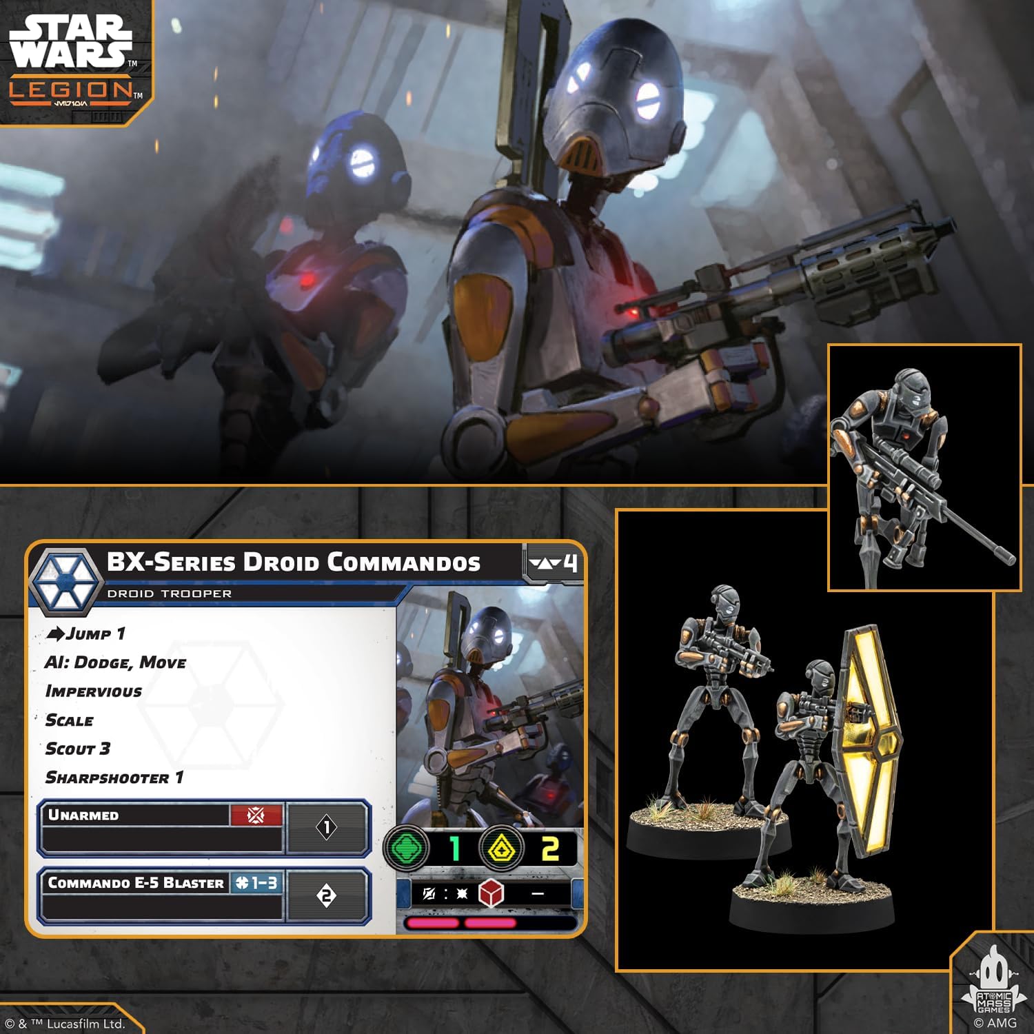 Asmodee Star Wars: Legion BX-Series Droid Commandos - Tabletop Miniatures Game, Strategy Game for Kids and Adults, Ages 14+, 2 Players, 90 Min Playtime
