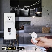 Vista 6 de TEKLECTRIC Toma de control remoto para interiores con temporizador de cuenta regresiva, rango de 100 pies, salida de seguridad inalámbrica