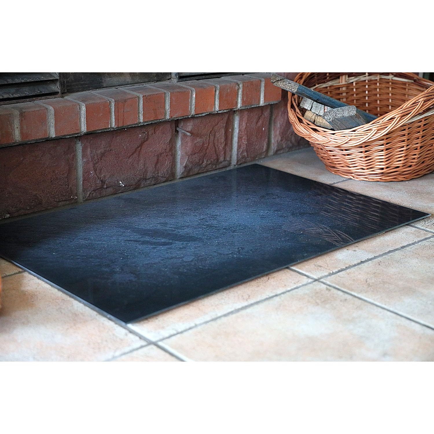 Funkenschutzplatte Glas Kaminofen Schiefer 90 cm Kamin Platte Bodenplatte Glasplatte für Grill Unterlegplatte Glas für Feuerstelle