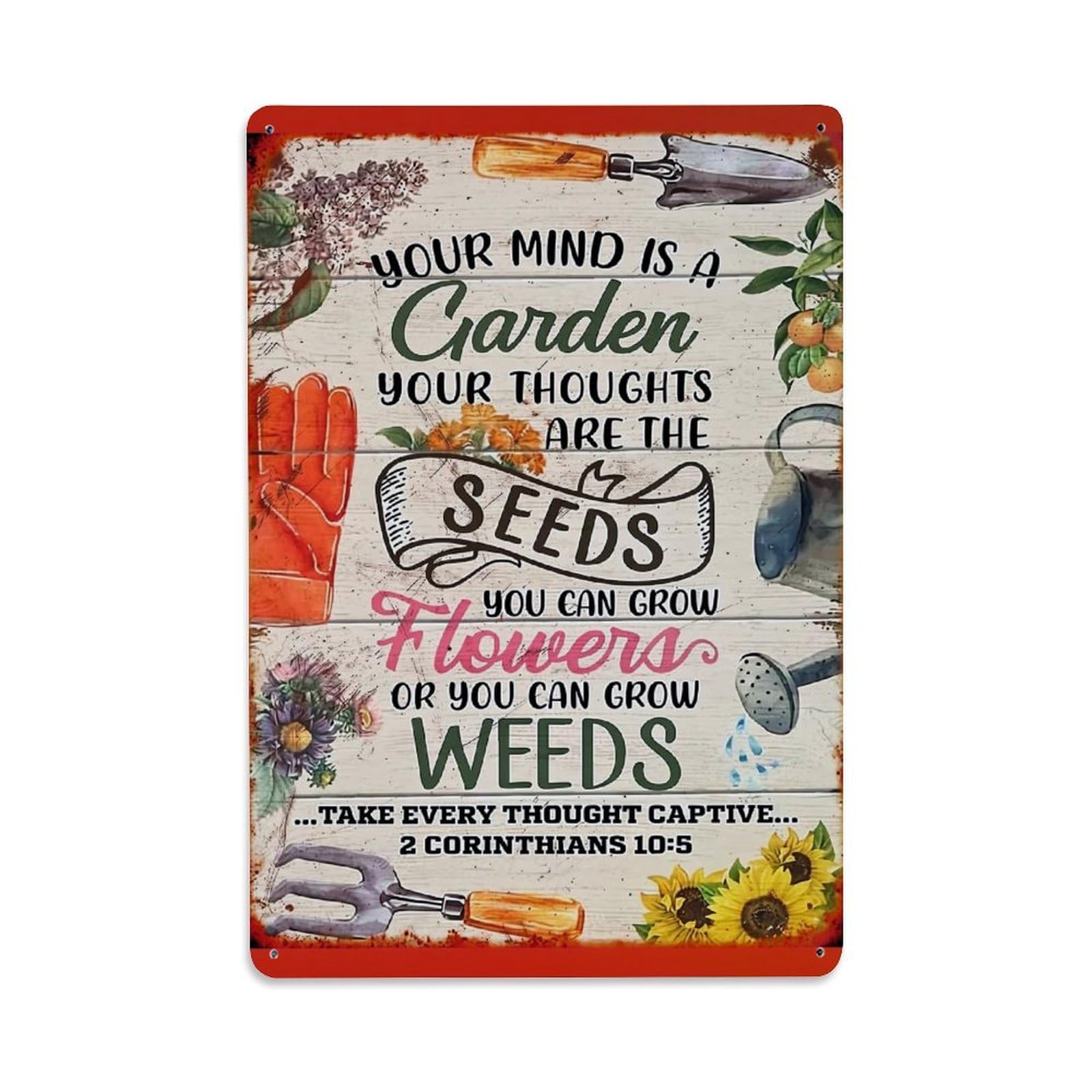 Nestemfo Vintage Your Mind Is A Garden Tin Sign Metal Sign, Living Room,Bar, Home, Bedroom Wall Decor,Retro Metal Poster 8X12 Inches