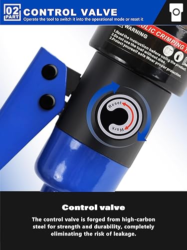 Miniatura 5 de AMZCNC Engarzadora de cables hidráulicos industriales (16 toneladas) 9 AWG a 600 MCM Kit de herramientas de cable de terminal eléctrico con 13