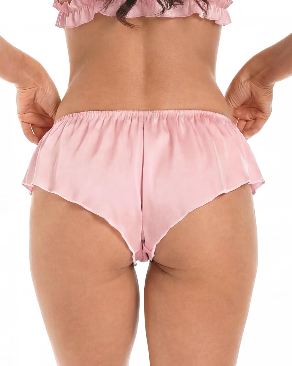 Satini Women's Satin Low Rise Fluted Sissy French Knickers Briefs Panties - Image 3