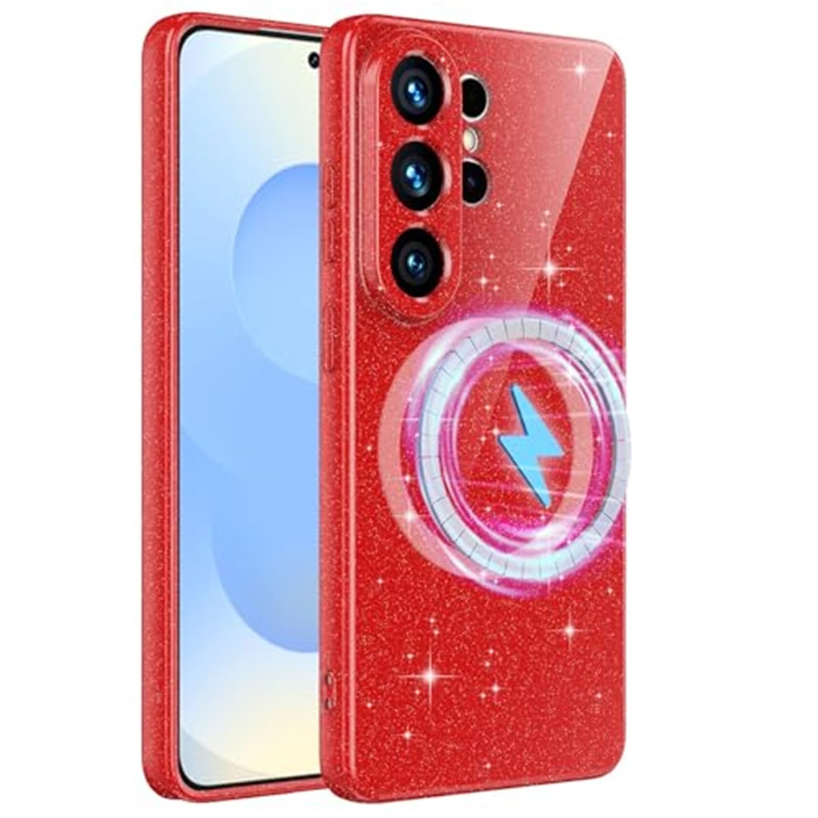 Etui do Samsung Galaxy S26 Ultra/S26 Plus/S26, Ultra cienkie etui z opaską na nadgarstek, bezprzewodowe ładowanie (czerwone, S26 Plus)