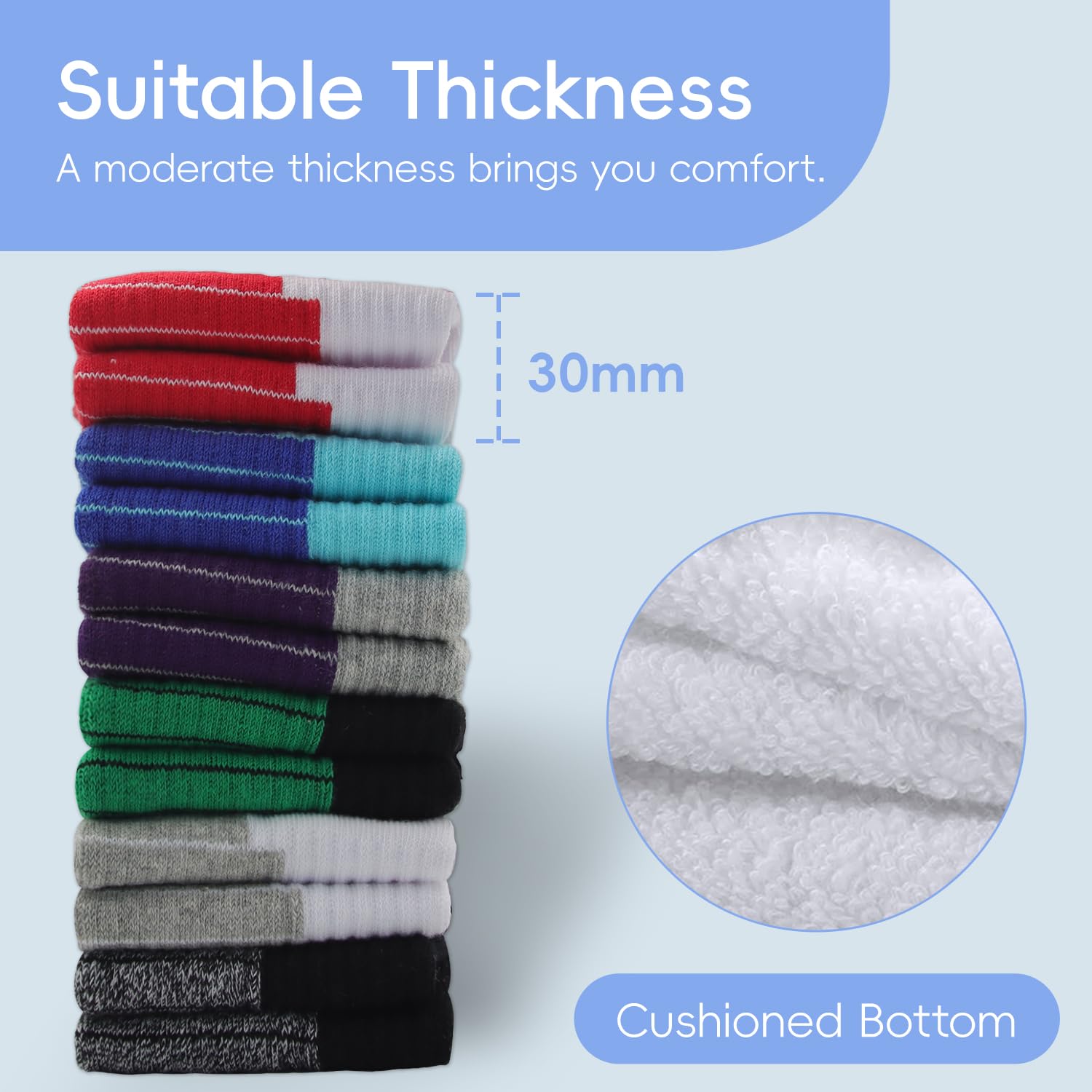 Begrily Lot de 6/8 paires de chaussettes de sport en coton épais pour homme - Chaussettes basses confortables pour la course à pied, le sport, le travail décontracté