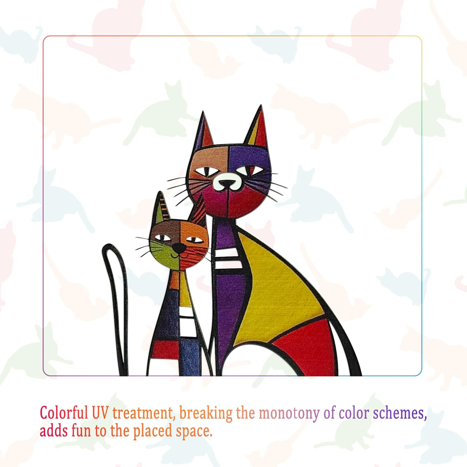 Abstract Painting Colorful Cat Bookends 7.60 x 6.10 inches, Cat Decor, Cat Decorative Book Ends for Bookshelf or Table