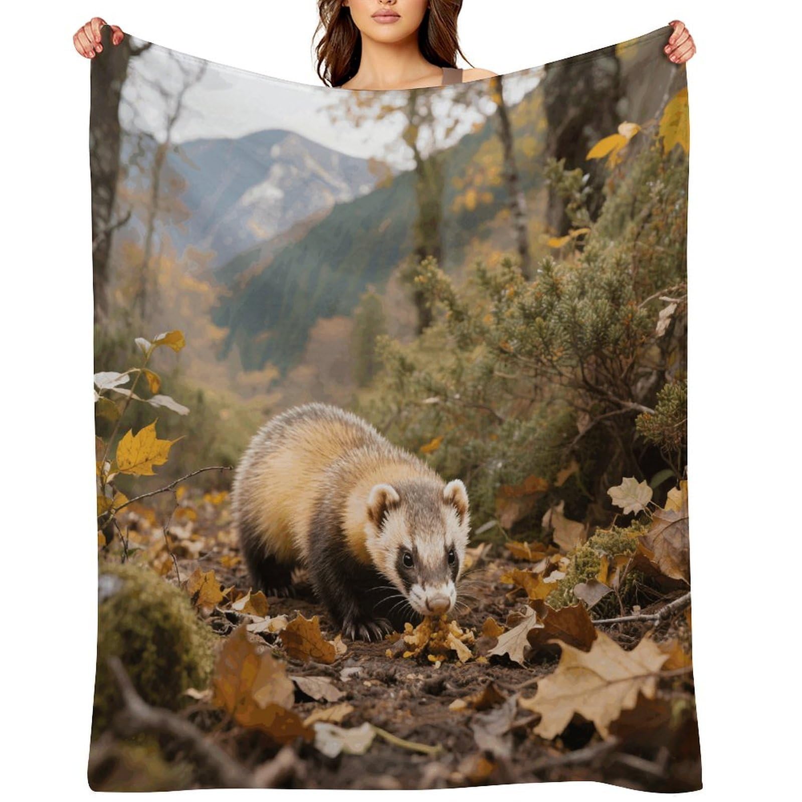 Ferret - Badger Throw Blanket for Couch and Bed Super Soft Warm Lightweight Throw Blankets Cozy Fuzzy Flannel Blanket Personalized Decorative Blankets for Sofa Decor 40"x50"