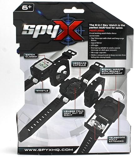 Miniatura 8 de SpyX / Reloj 6 en 1 - Reloj de juguete espía de 6 funciones. Incluye: lentes de telescopio, LED, cápsulas de mensajes secretos, silbato, espejo de